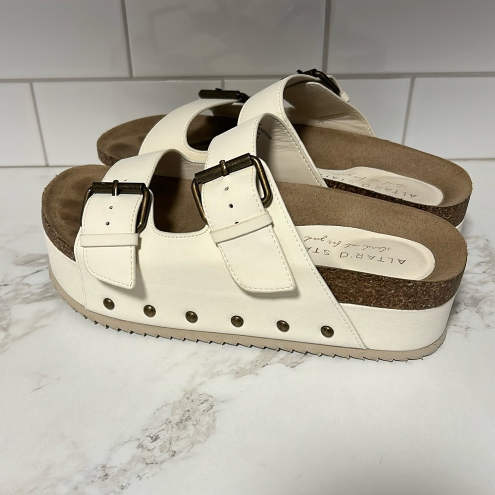 Altar’d State cream Serrena platform sandals